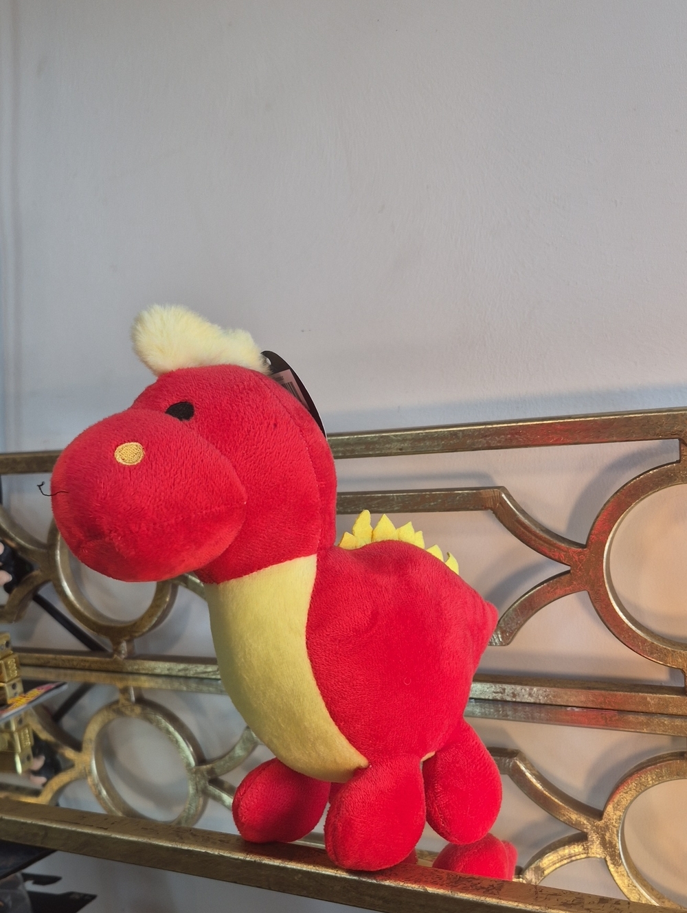 Toy Works Soft Standing Dino Plush, 8", Red.